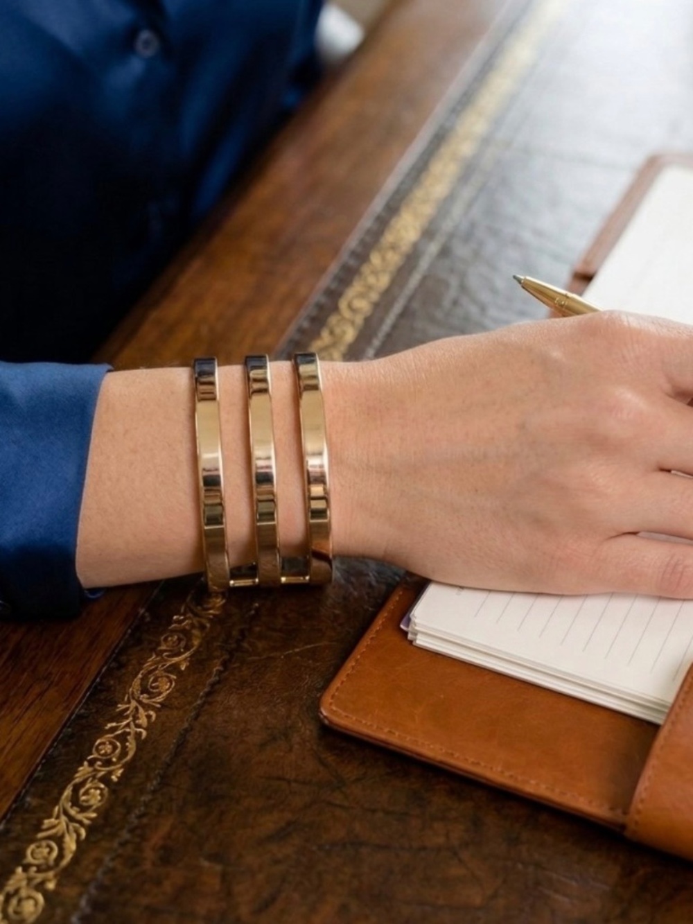 Gold Tone Multi-Row Vintage Statement Cuff Bracelet